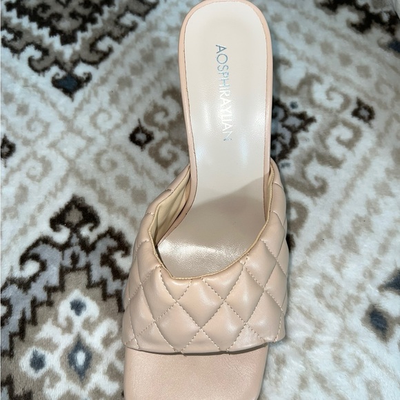 Worn Once! Tan Quilted Heels with Open Toe